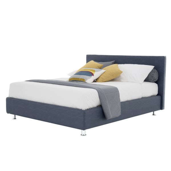 Luxuriöses doppelbett aus kunstleder oder stoff mit box made in italy - nuvola