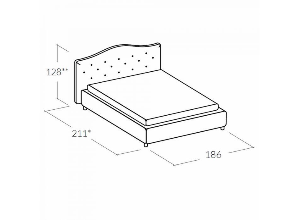 Gepolstertes Doppelbett mit Aufbewahrungsbox 160x190 / 200cm Leone Viadurini