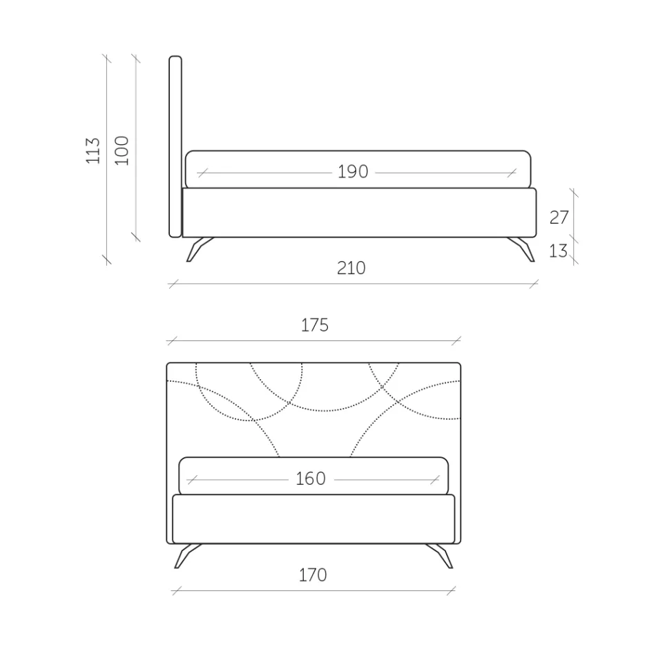 Gepolstertes Doppelbett mit Aufbewahrungsbox Made in Italy - Sonnenblume Viadurini