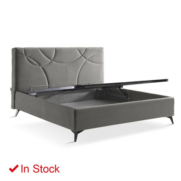 Gepolstertes doppelbett mit aufbewahrungsbox made in italy - sonnenblume