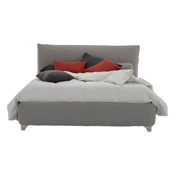 Gepolstertes doppelbett mit box, stoff oder kunstleder made in italy - lardino