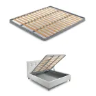Gepolstertes Doppelbett mit Stauraum aus Stoff – Belle Viadurini