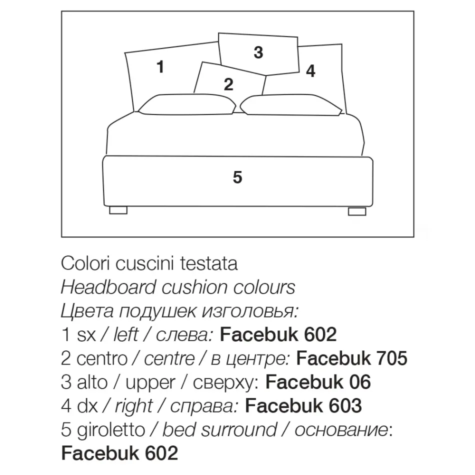 Gepolstertes Doppelbett mit Stoffaufbewahrung – Belle Viadurini