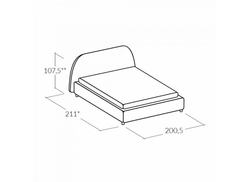 Gepolstertes Doppelbett mit modernen Behälter 160x190 / 200 Reby Viadurini