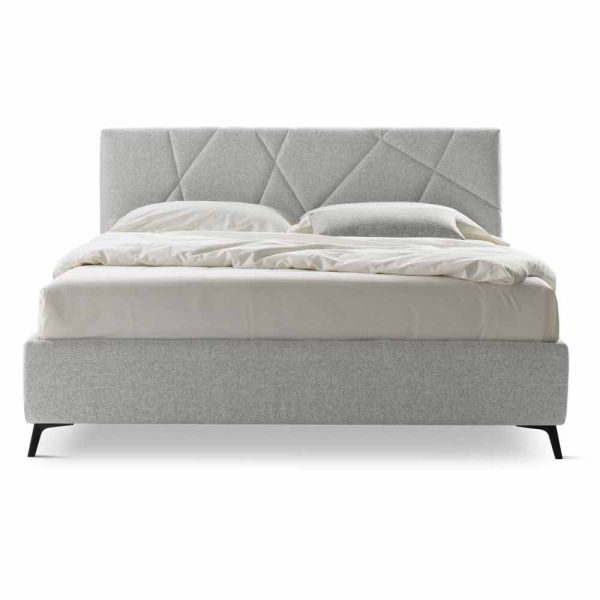 Gepolstertes doppelbett mit box aus stoff made in italy - ciottolino