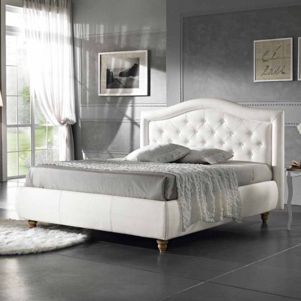 Gepolstertes doppelbett aus kunstleder mit aufbewahrungsbox 160x190/200 cm agly