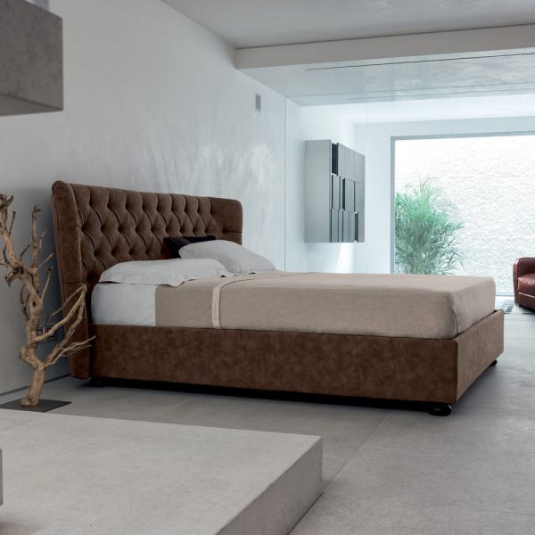 Doppelbett mit polsterung aus polyurethanschaum made in italy - capriccio