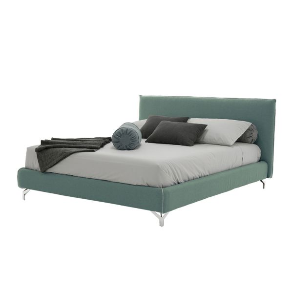 Doppelbett mit bezug aus stoff oder kunstleder made in italy - elettro
