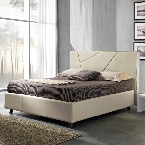 Doppelbett aus kunstleder mit aufbewahrungsbox 160x190/200 cm mila
