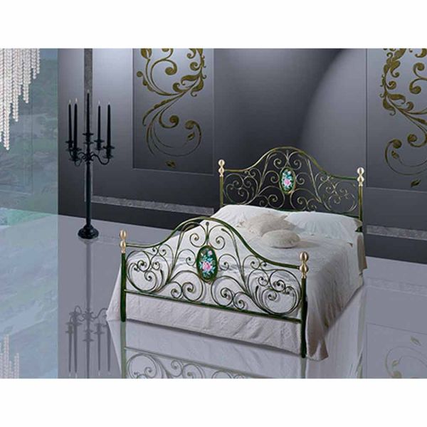 Doppelbett aus schmiedeeisen turchese