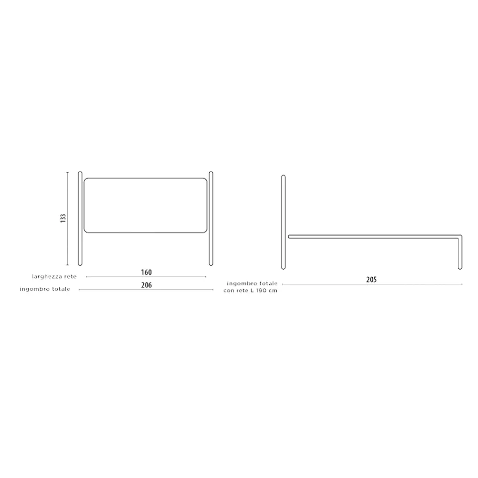 Doppelbett aus Eisen und echtem Leder, 2 Nachttische und Matratze – Gründe Viadurini