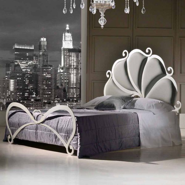 Doppelbett gepolstert 160x190 cm aus eisen mit kristall kimberly