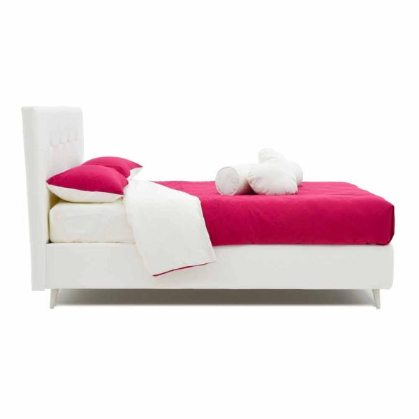 Doppelbett mit kunstleder bezogen mit swarovski made in italy - perzio