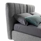 Stoff Doppelbett mit Box und gestreiftem Kopfteil Made in Italy - Nives Viadurini