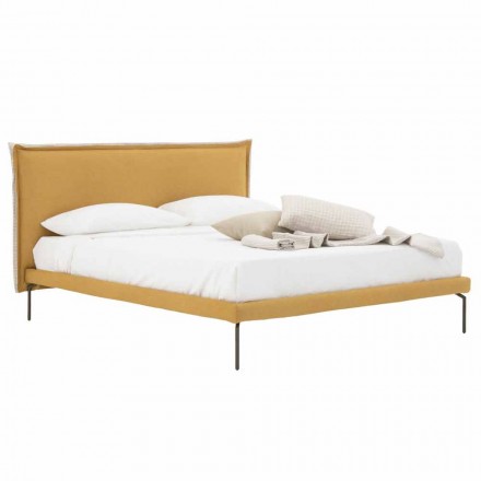 Doppelbett aus Stoff mit Metallfüßen Made in Italy - Glorio Viadurini
