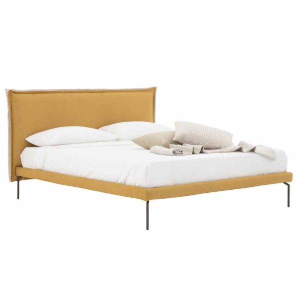 Doppelbett aus stoff mit metallfüßen made in italy - glorio