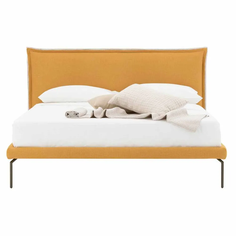 Doppelbett aus Stoff mit Metallfüßen Made in Italy - Glorio Viadurini