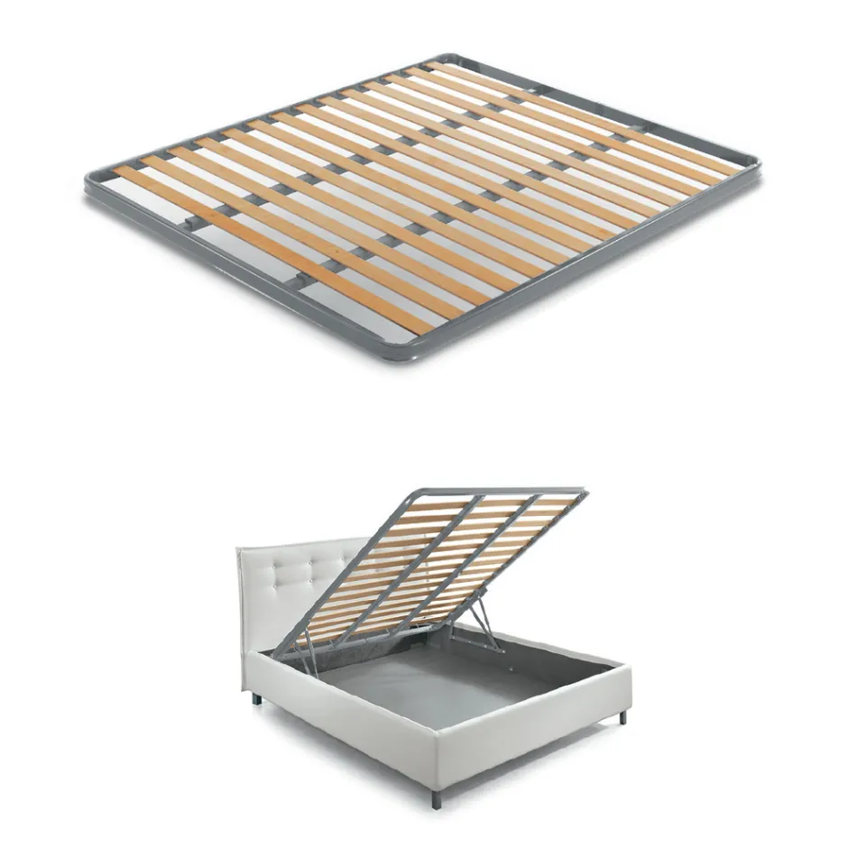 Modernes Doppelbett mit feuerfestem Lederkasten – Ania Viadurini