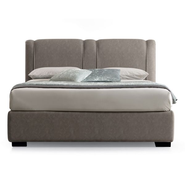 Modernes doppelbett mit box aus feuerfestem leder - ania