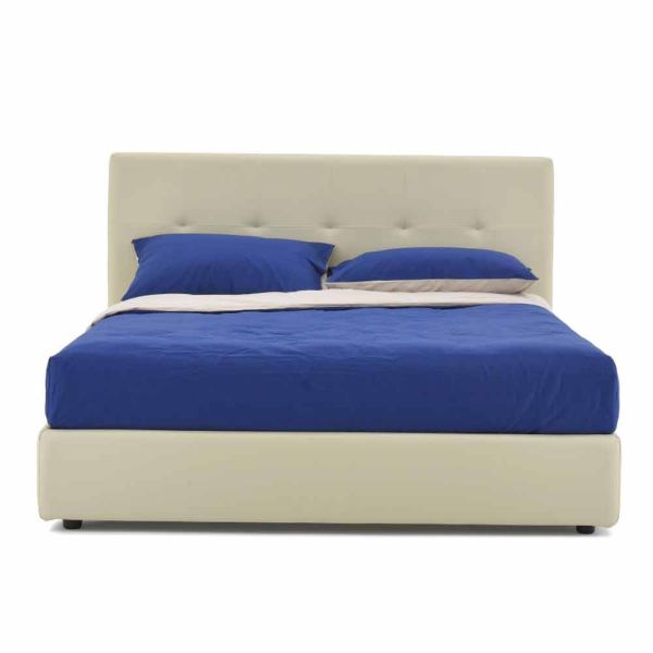 Doppelbett gepolstert und bezogen mit kunstleder made in italy - patos