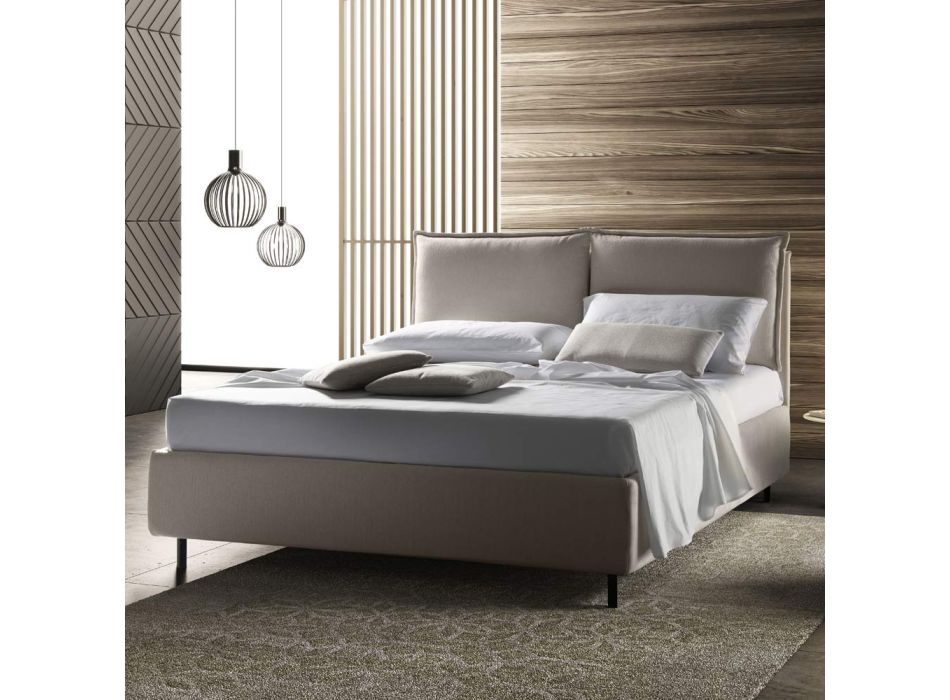 Modernes Doppelbett mit gepolstertem Kopfteil Made in Italy - Ernesta Viadurini