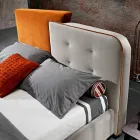 Modernes Design-Doppelbett aus grauem und orangefarbenem Samt – Plorifon Viadurini