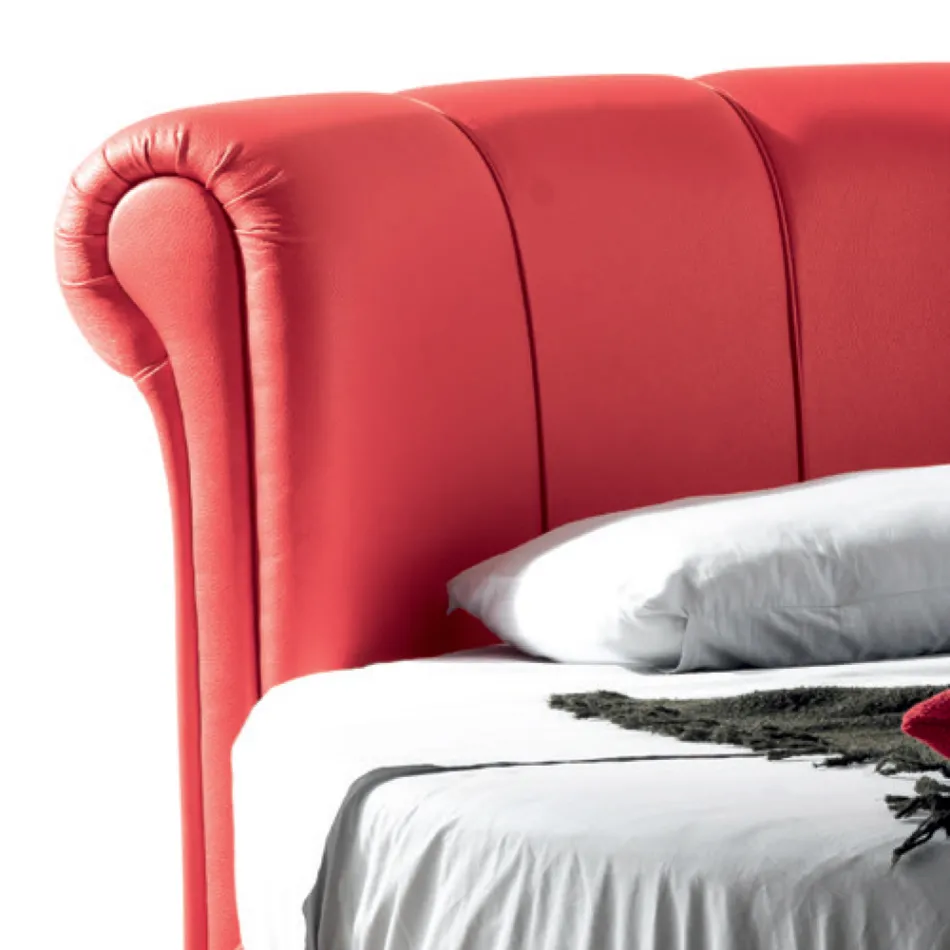 Luxus rundes modernes Doppelbett aus Kunstleder Made in Italy - Traum Viadurini