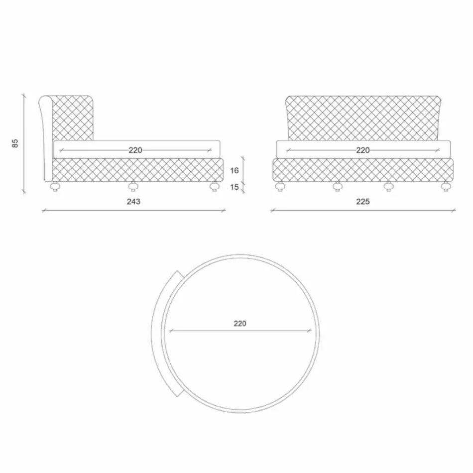Luxus rundes modernes Doppelbett aus Kunstleder Made in Italy - Traum Viadurini