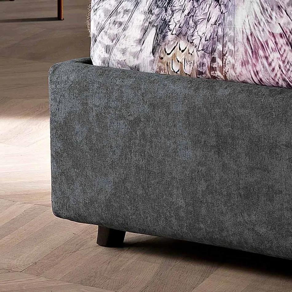 Modernes gepolstertes Doppelbett mit gestepptem oder glattem Design – Aftamo Viadurini