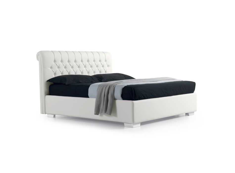 Modernes Doppelbett aus Kunstleder mit Stauraum – Ozzano Viadurini