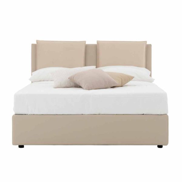 Modernes doppelbett aus kunstleder und stoff made in italy - zeldo