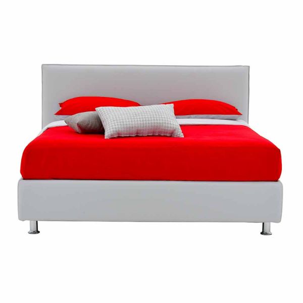 Doppelbett aus kunstleder mit füßen made in italy - nurzio