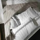 Modernes rundes Doppelbett mit eckigem Kopfteil Made in Italy - Tima Viadurini