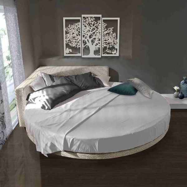 Modernes rundes doppelbett mit eckigem kopfteil made in italy - tima