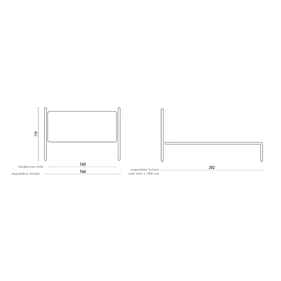 Kopfteil aus röhrenförmigem Eisen für Doppelbetten, Antik-Braun-Gold – Größe Viadurini