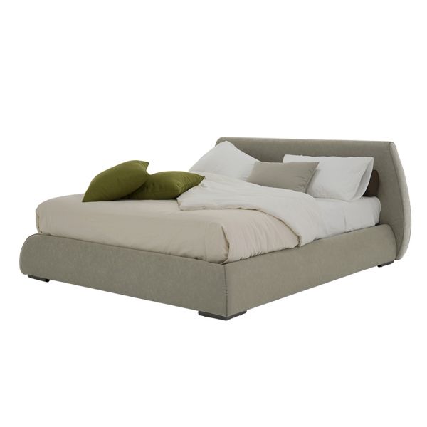 Modernes doppelbett mit box aus stoff oder kunstleder made in italy - minerva