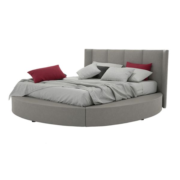Rundes doppelbett mit aufbewahrungsbox aus kunstleder oder stoff - romantisch