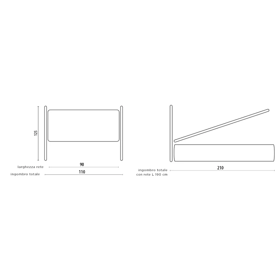 Einzelbett mit optionalem Stauraum, hergestellt in Italien – Ciccio Viadurini
