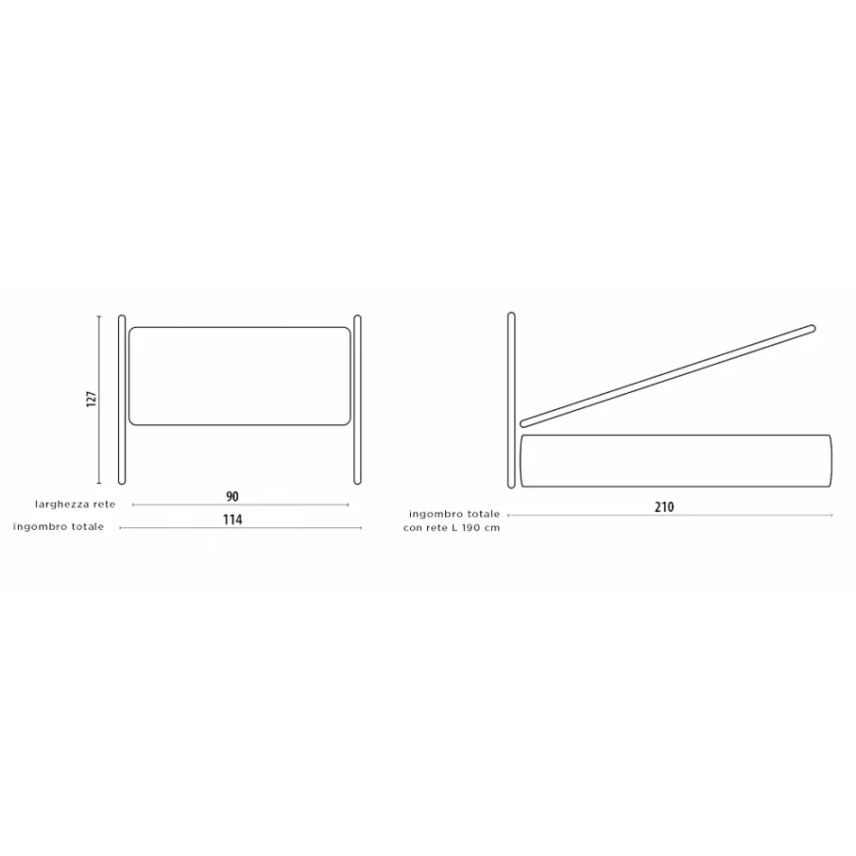 Gepolstertes Einzelbett mit optionalem Stauraum, hergestellt in Italien – Akira Viadurini
