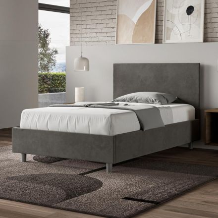 120 x 200 cm großes Queensize-Bett mit Mikrofaser-Kopfteil, hergestellt in Italien – Pallone Viadurini