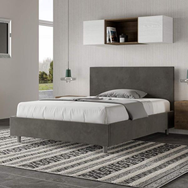 Doppelbett 140x200 cm mit mikrofaser-kopfteil, hergestellt in italien - pallone