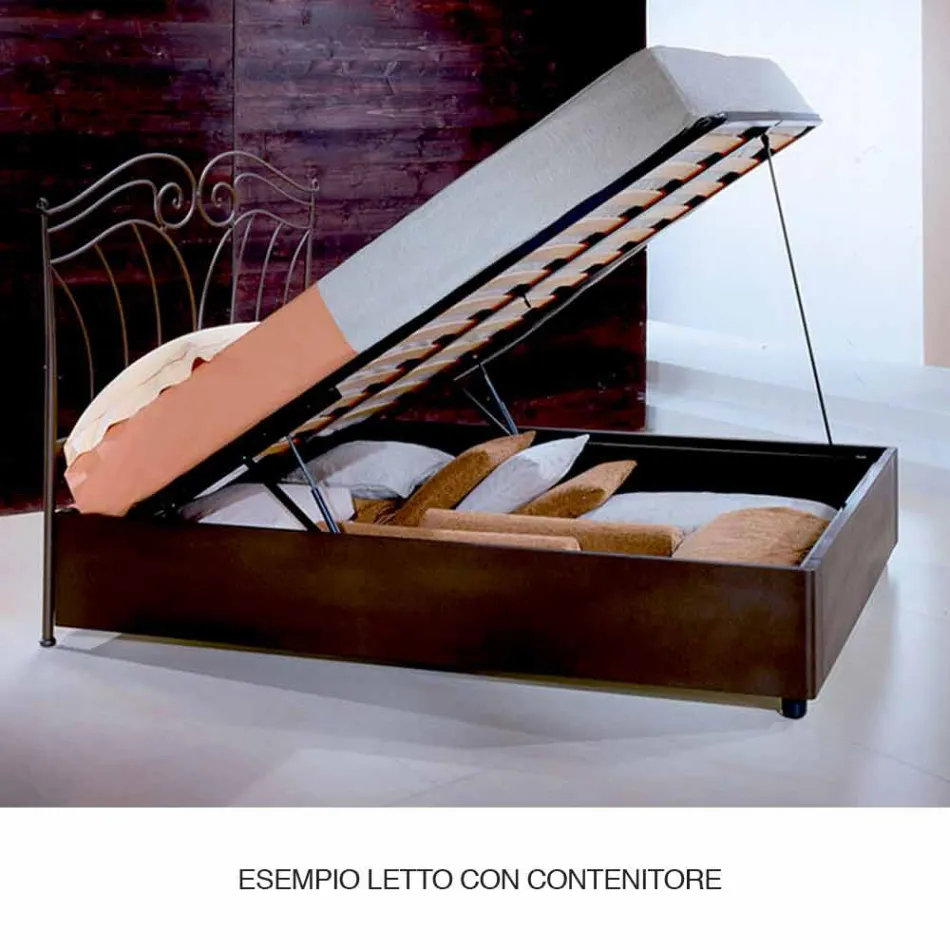 Ein Bett und einen halben Quadratmeter Schmiedeeisen Hydra Capitonnè Viadurini