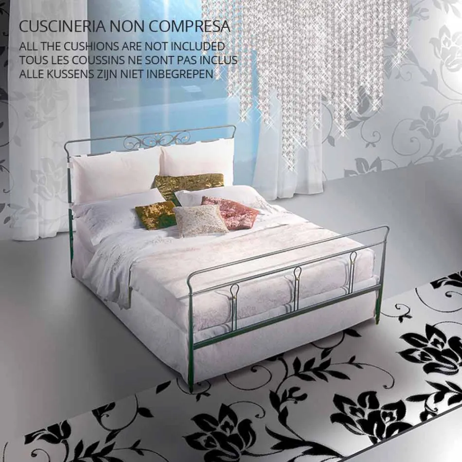 Ein Bett und einen halben Quadratmeter Schmiedeeisen Pan Viadurini