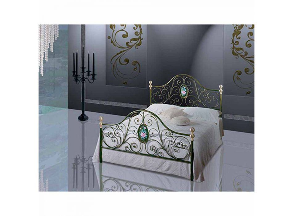 Ein Bett und einen halben Quadratmeter Schmiedeeisen Turquoise Viadurini