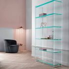 Wand- oder freistehendes Bücherregal in Extraclear Glass Design 6 Regale - Ramen Viadurini