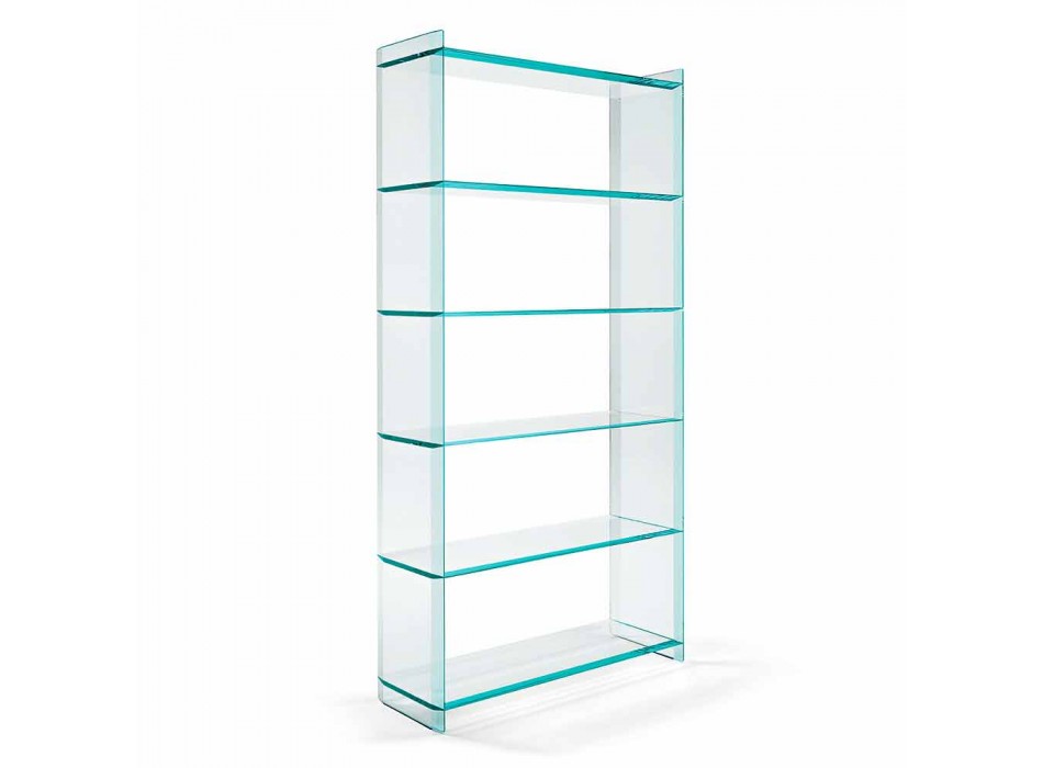 Wand- oder freistehendes Bücherregal in Extraclear Glass Design 6 Regale - Ramen Viadurini