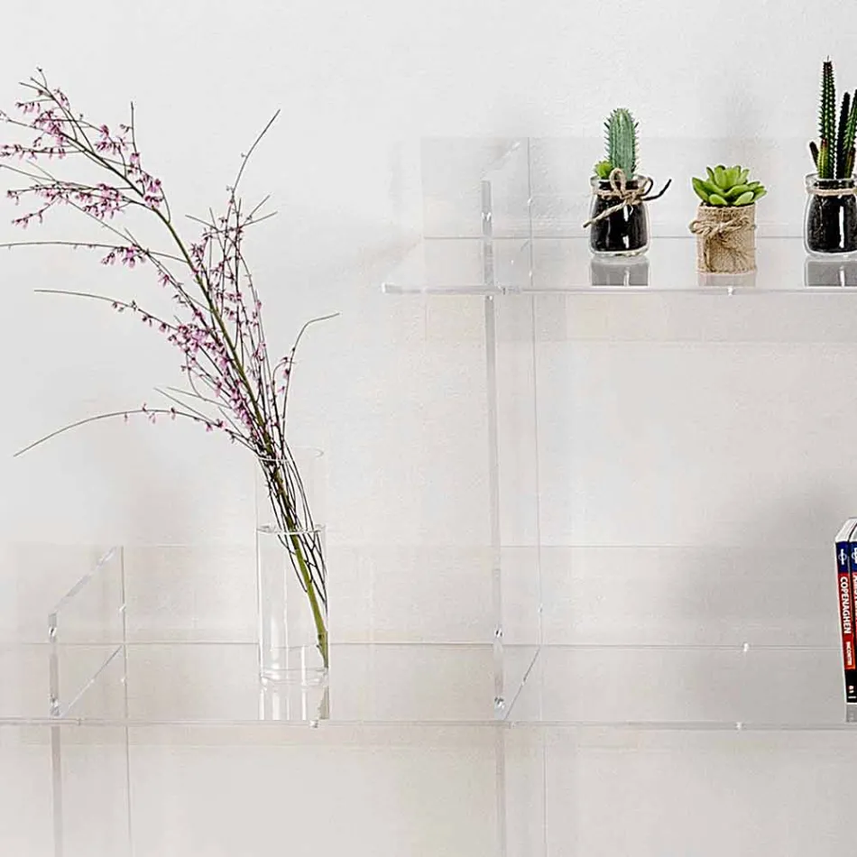 Sfera3 transparentes Wand Bücherregal L180 x H180 x P30 cm, hergestellt in Italien Viadurini