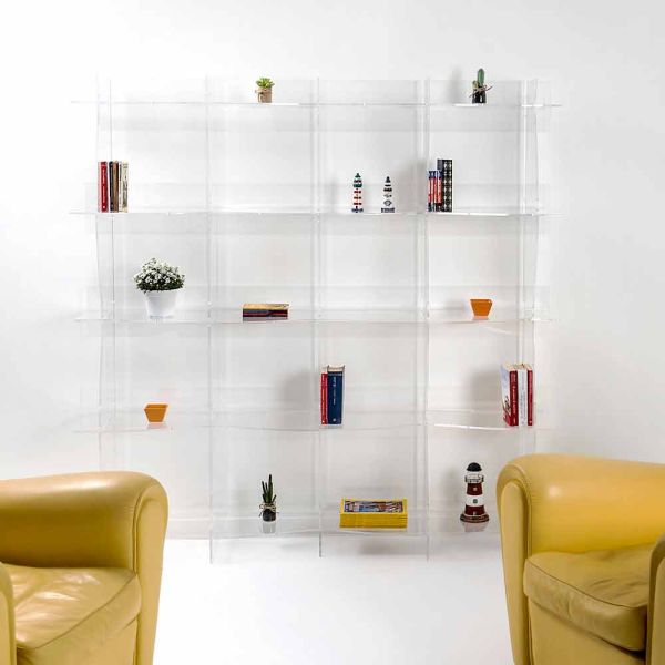 Freistehender bücherschrank / wandmontiertes modernes design pam transparent