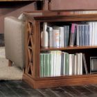 Niedriges Bücherregal mit Holzstruktur und offenen Fächern, hergestellt in Italien – Fauno Viadurini