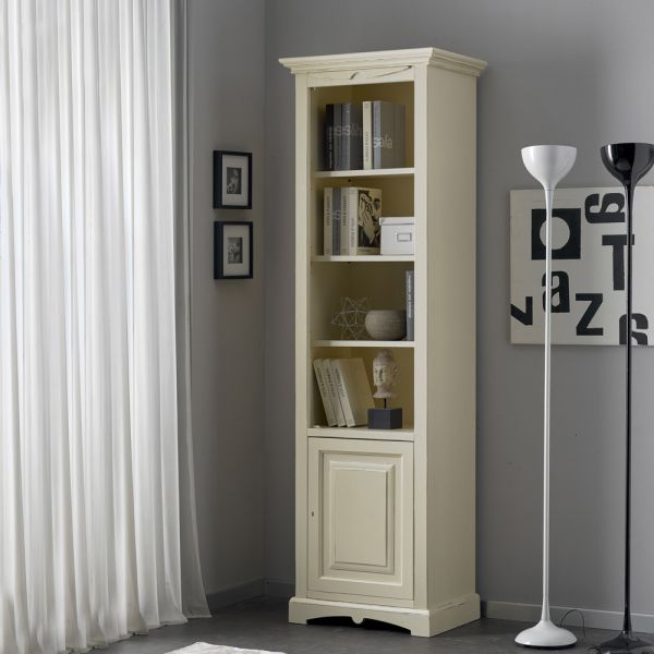 Bücherregal mit 4 fächern und 1 tür aus holz, hergestellt in italien – lofn